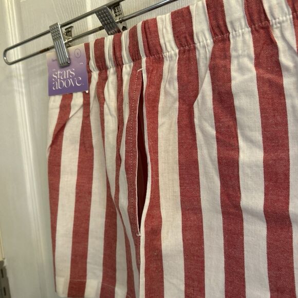 NWT Stars Above Women's Linen Blend Striped Pajama Shorts Small Red White - Picture 11 of 16